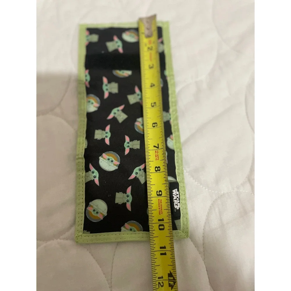 Star Wars The Mandalorian Grogu Baby Yoda Kids Trifold Wallet Black Green Canvas